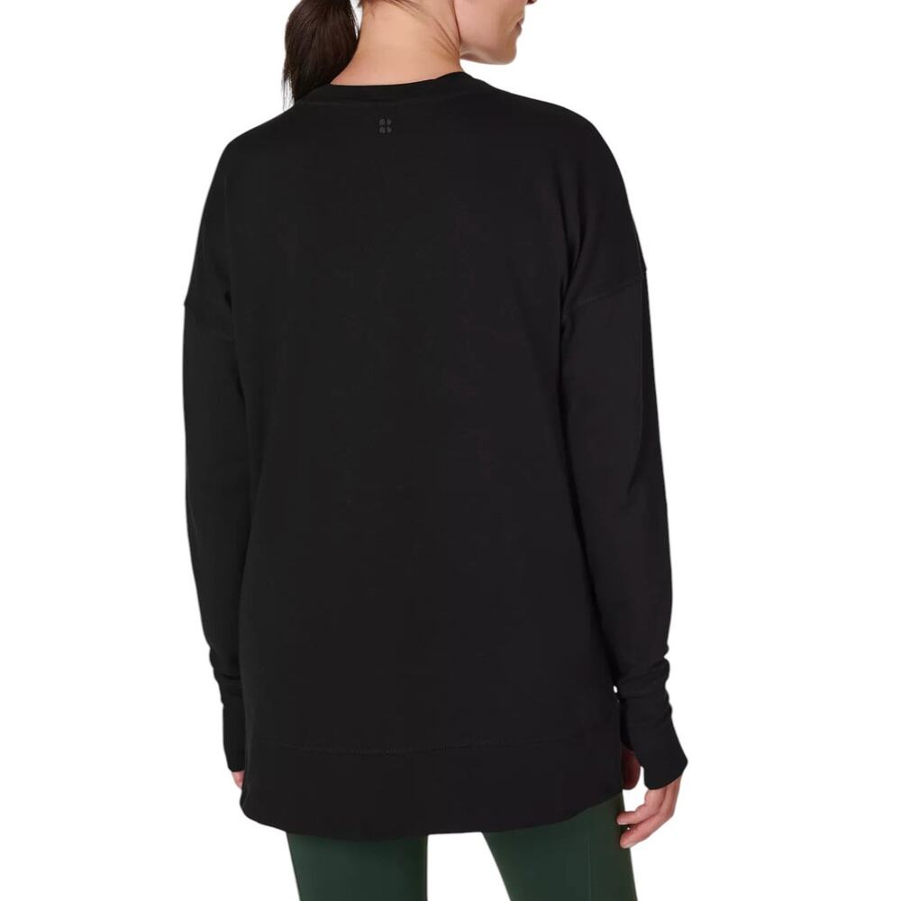 Sweaty Betty Black Cotton After Class Longline Pullover Sweatshirt - Picture 3 of 12